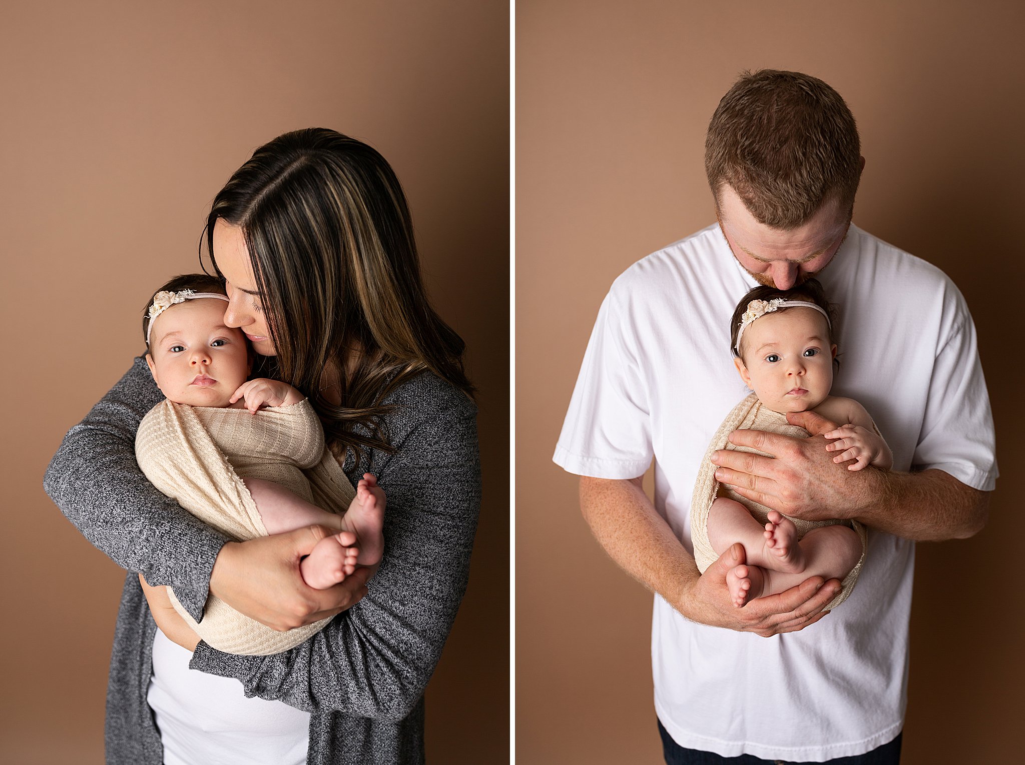 Baby girl newborn photography poses with mom and dad