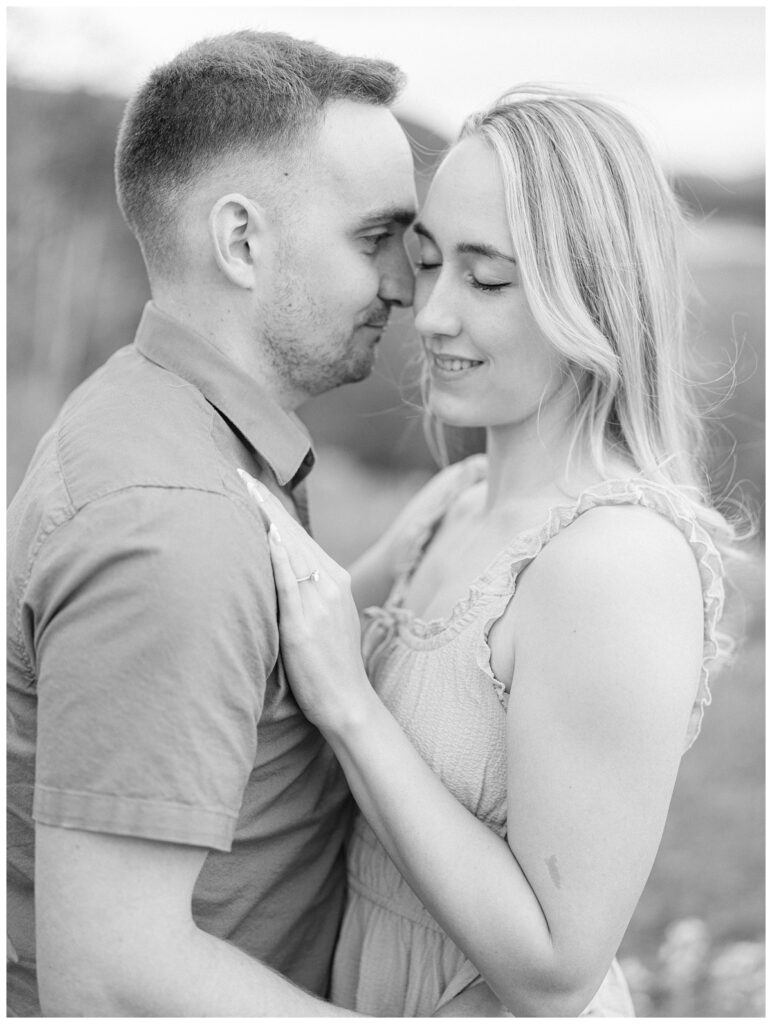A couple during their Kamloops balsamroot engagement session.