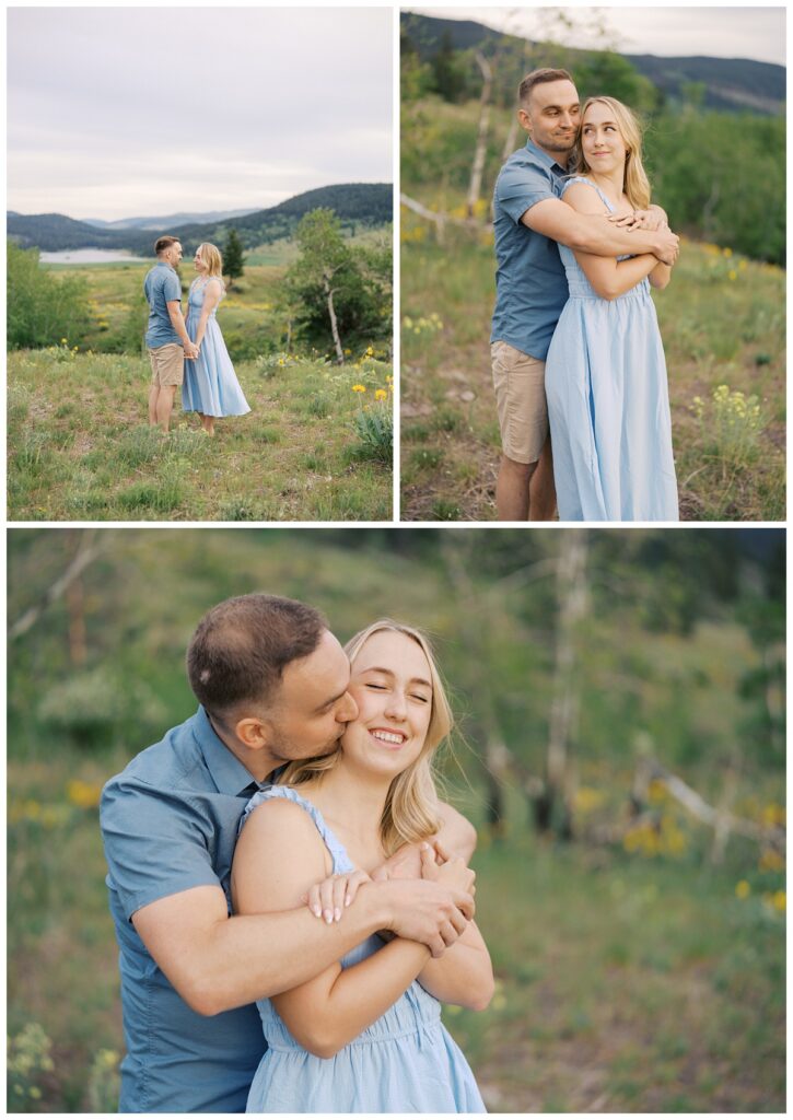 A couple during their Kamloops balsamroot engagement session.