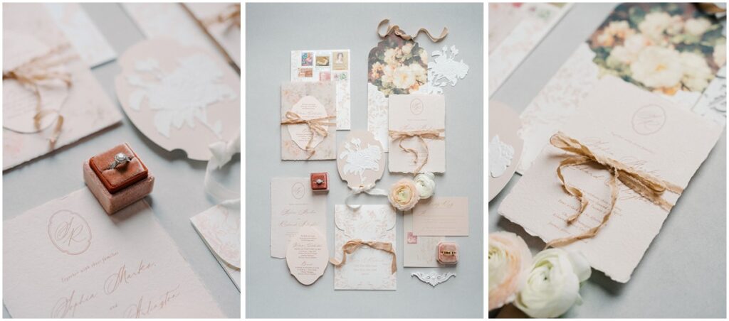 Photos of wedding invitations and details 